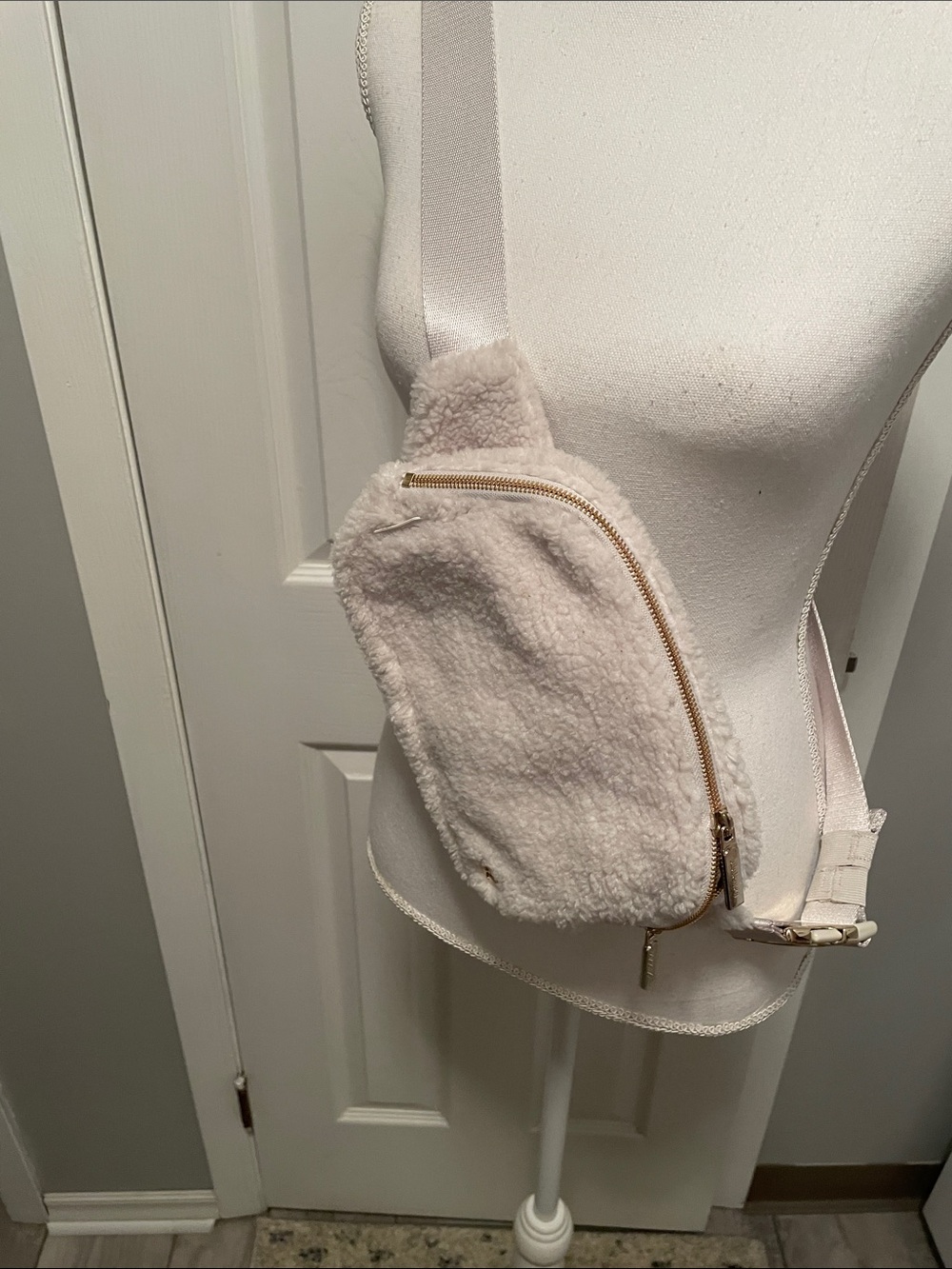 lululemon athletica Cream Sherpa Crossbody with Gold Hardware